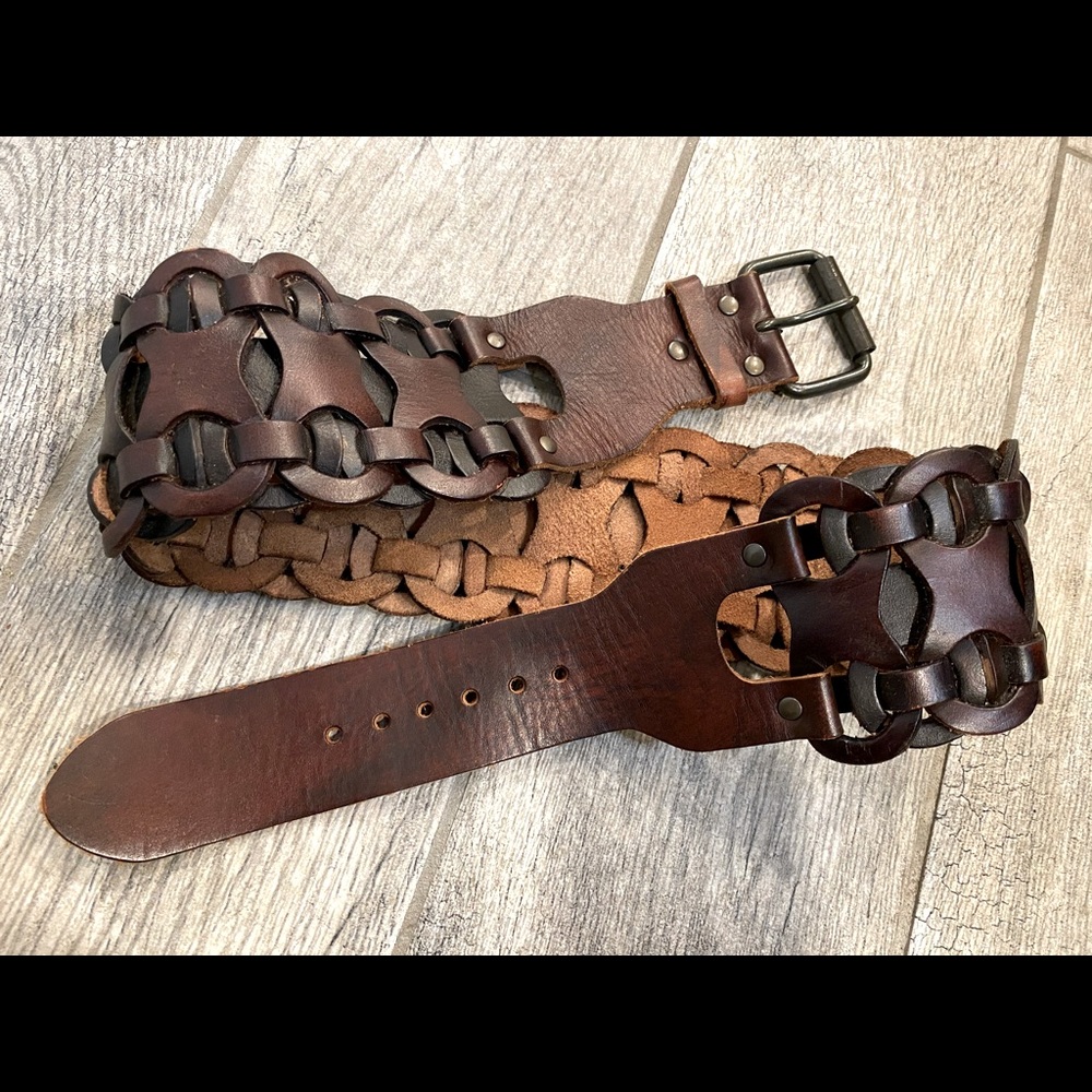 Weaved Genuine Leather Waist Belt